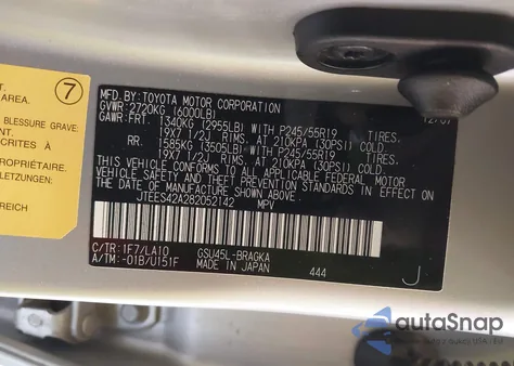 2008 Toyota Highlander Limited from USA, damaged, VIN JTEES42A282052142